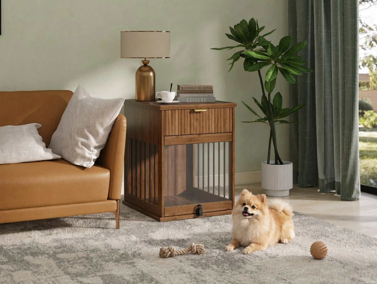 The Walnut Crate Side Table — isolated product